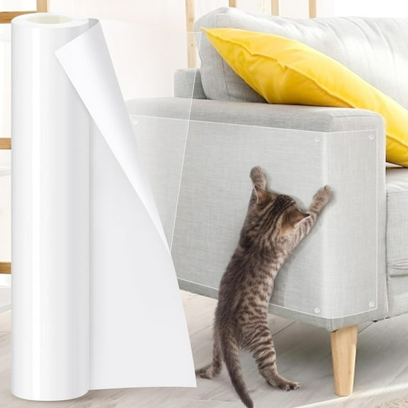 Cat Scratch Furniture Protector, 5 Sheet Self-Adhesive Anti Scratch Couch Protector with 20 Pins, Transparent Anti Cat Scratching Deterren Protectors for Leathe/Fabric Couch and Door, 11.8 x 17.7"