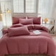 thumbnail image 4 of Juegos de colcha y cubrecama para todas las estaciones: juego de cama de 4 piezas, sábanas lavables de color liso, funda nórdica y fundas de almohada, sábanas de algodón lavado., 4 of 9