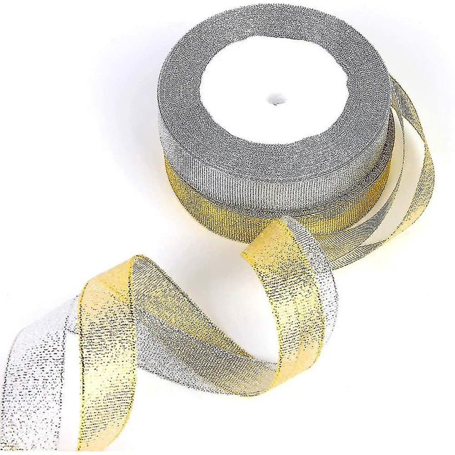 Cinta de regalo de 22 metros y 20 mm, 4 piezas de cintas brillantes con purpurina de ancho