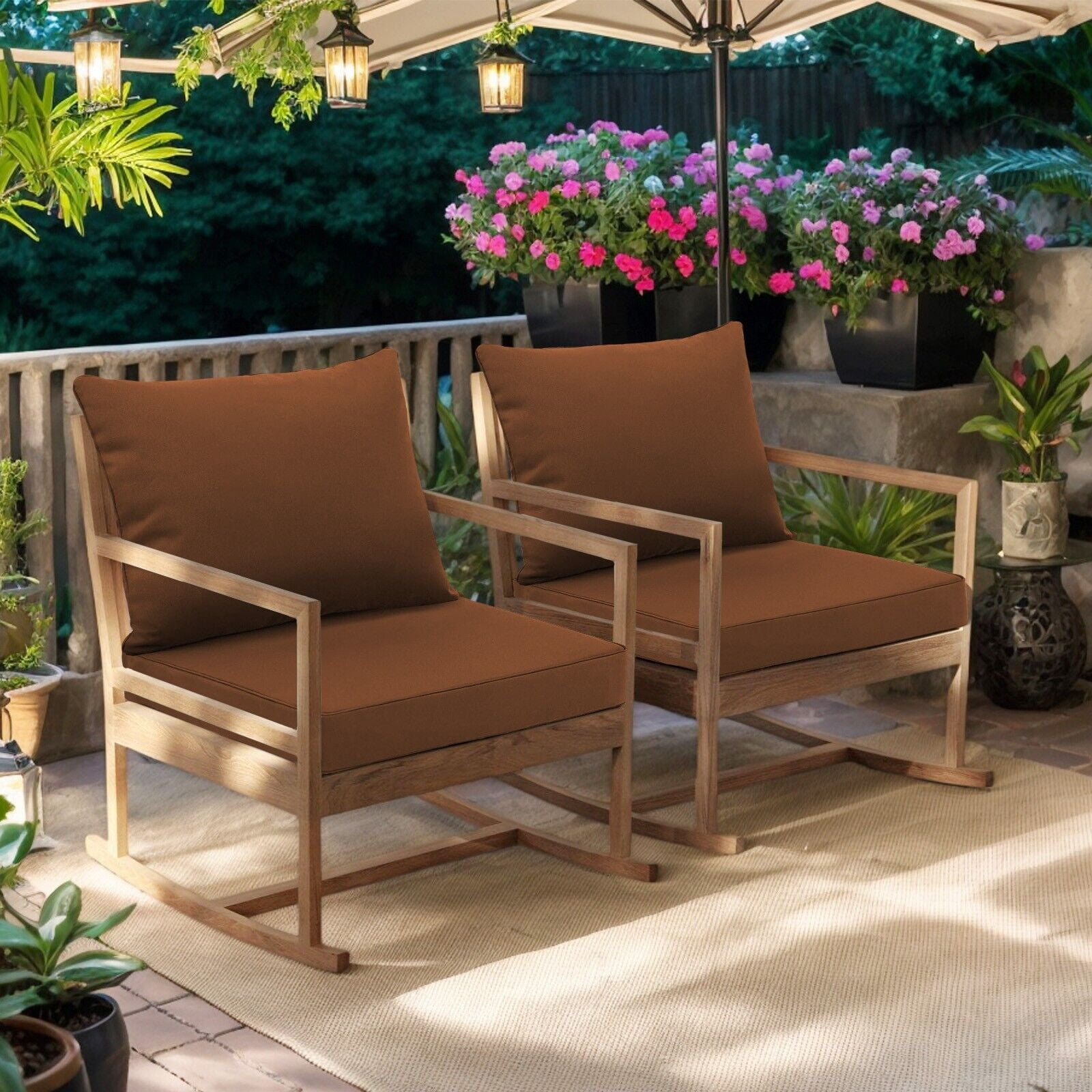 JIAN YA NA Outdoor Seat Cushion Set, Patio Sofa Chair Furniture Seat & Back Cushions, Waterproof Sectional Sofa Pads, 22 x 22 x 4 Inch, Brown