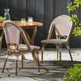 thumbnail image 2 of Outdoor PE Ratten and Aluminum French Bistro Chairs, Set of 2, Rusted Red & White, Bamboo Print Finish, 2 of 8
