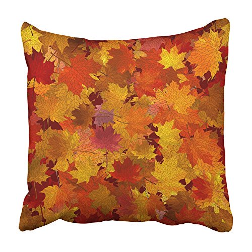 EREHome Red Leaf Lot of Maple Autumn Leaves on the Ground Yellow Fall Foliage Bright Pillowcase Cushion Cover 18x18 inch