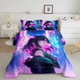 thumbnail image 1 of Erosebridal Japanese Girl Bedding Twin Comforter Set, Gradient Neon Watercolor Down Comforter, Anime Decor, Reversible, 1 of 7