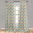 thumbnail image 5 of Ambesonne Colorful Curtains, Wild Dinosaur Cartoon, Pair of 28"x84", Multicolor, 5 of 5
