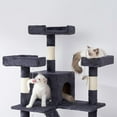 thumbnail image 4 of 68 Inch Cat Tree Cat Scratching Posts,Deluxe Kitten Play House with 2 Condos Natural Sisals, Grey, 4 of 8