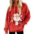 thumbnail image 2 of Alllist Crew Neck Hoodies for Women Flannel Long Sleeve Multicolor Santa Claus Hoodie Warmth Refined Relaxed Fit Printed Tops Multicolor,L, 2 of 6