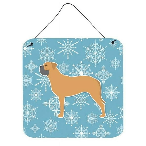 Winter Snowflake Bullmastiff Wall or Door Hanging Prints