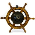 thumbnail image 5 of Nagina International Nautical Handcrafted Wooden Premium Wall Decor Wooden Clock Ship Wheels | Pirate's Accent | Maritime Decorative Time's Clock (18 Inches, Clock Size - 6 Inches), 5 of 6