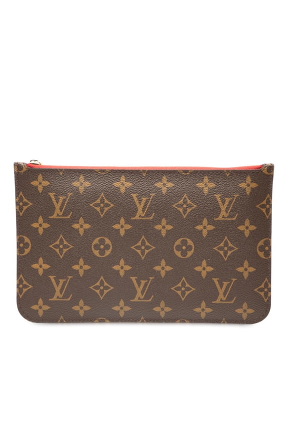 Pre-Owned Louis Vuitton Monogram Neverfull MM with attached pouch in brown and red.... (Good)