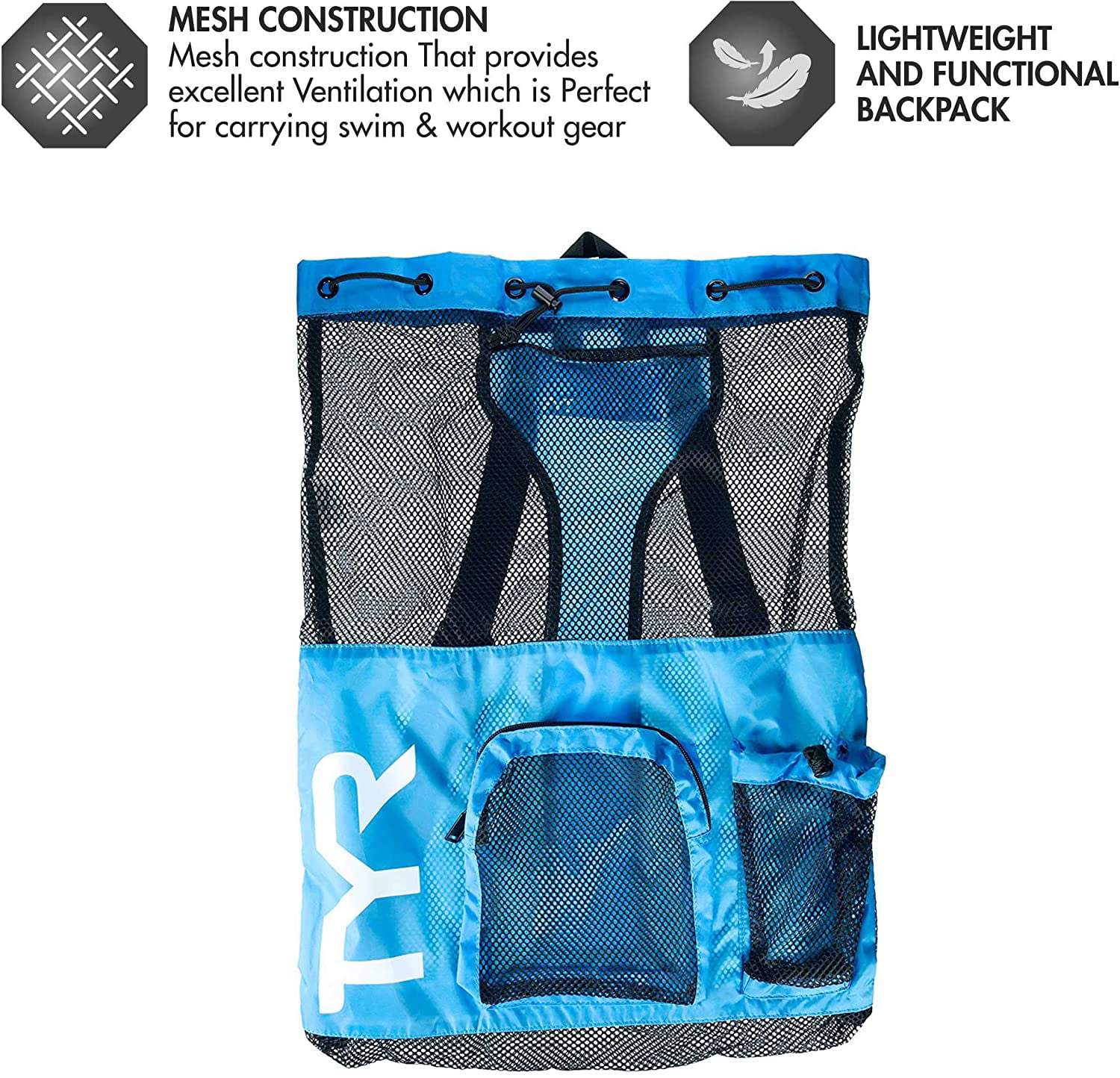 TYR Big Mesh Mummy Backpack USA with Mesh Venting to Dry Wet Gear 20% Larger 
