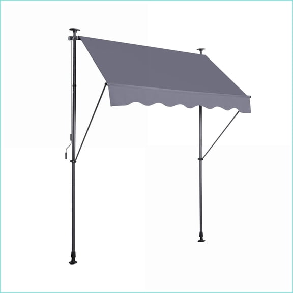 Patio Retractable Awning, 78 Inch Adjustable UV Shade for Patio Backyard Doors Windows | Metal | Slate Gray