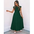 thumbnail image 5 of FUNING Women's 2025 Summer Casual Flutter Short Sleeve Crew Neck Smocked Elastic Waist Tiered Midi Dress, 5 of 7