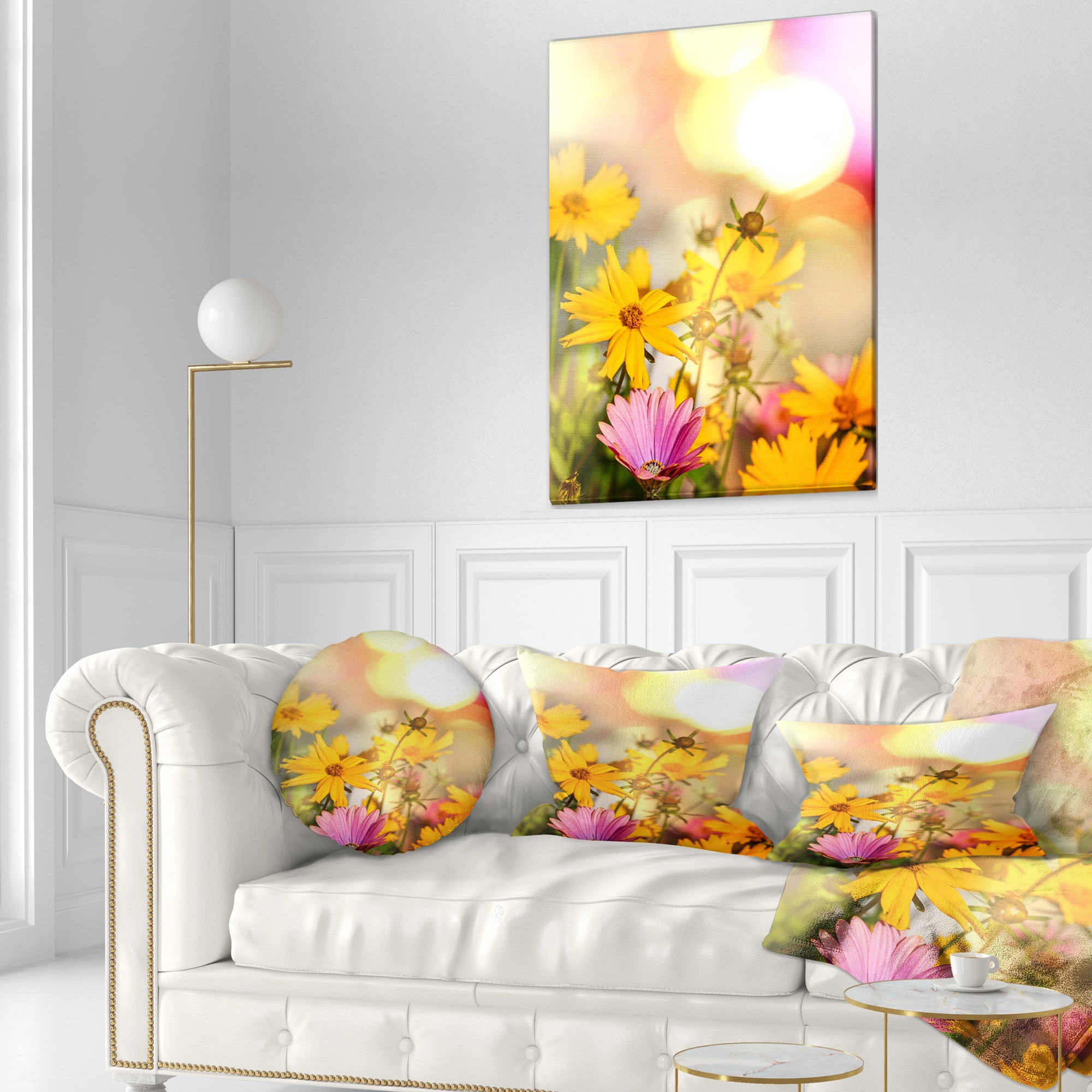 Designart 12" x 20" Yellow Polyester Throw Pillow