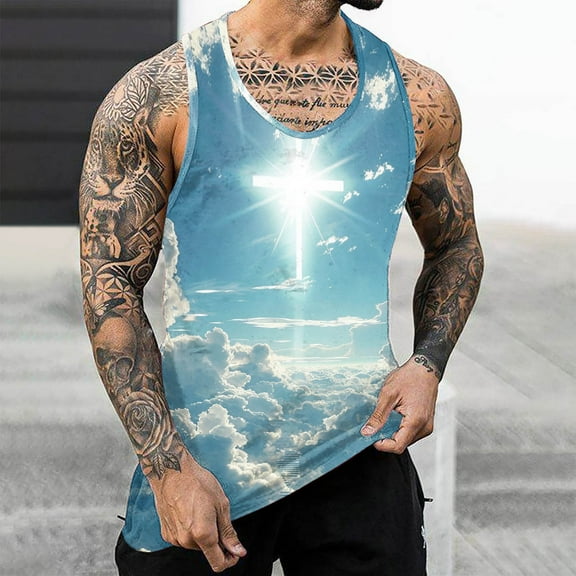 Seeotter 3D Tank Tops for Men Cool Design Graphic Sleeveless Shirts Summer Tops