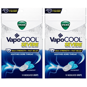 Vicks VapoCool WINTER FROST Severe Menthol Drops MAX STRENGTH cold Medicine for Sore Throat Remedy 18 Per Pouch (2 PACK)