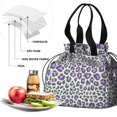 thumbnail image 4 of Green and Purple Of Leopard Print Drawstring Lunch Bag Women - Drawstring Lunch Bag Insulated for Work Office - Stain-Resistant Large Lunchbags for Women with Multi-Pockets, 4 of 6