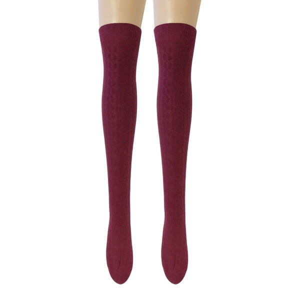 Wrapables® Women's Cable Knit Knee High Boot Socks, Wine