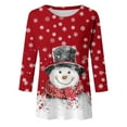 thumbnail image 3 of Women's Christmas Snowman Printed Round Neck Three Quarter Sleeve Casual T Shirt Top Short Sleeve Athletic Shirt Womens Athletic Tee Shirts Short Sleeve for Women Casual Womens Tee Shirts Short Sleeve, 3 of 3