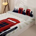 thumbnail image 3 of Manfei London City Silhouette Zipper Queen Comforter Set with Fitted Sheet and 2 Pillowcases,Red Telephone Booth Zipper Bedding Set,Beige,Light Gray Reversible,4pcs, 3 of 8