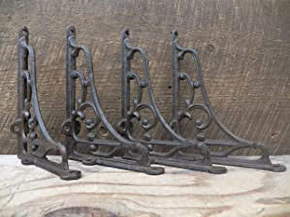 Set of 4 Antique Style Cast Iron Classic 5 x 6 Shelf Bracket Hangers