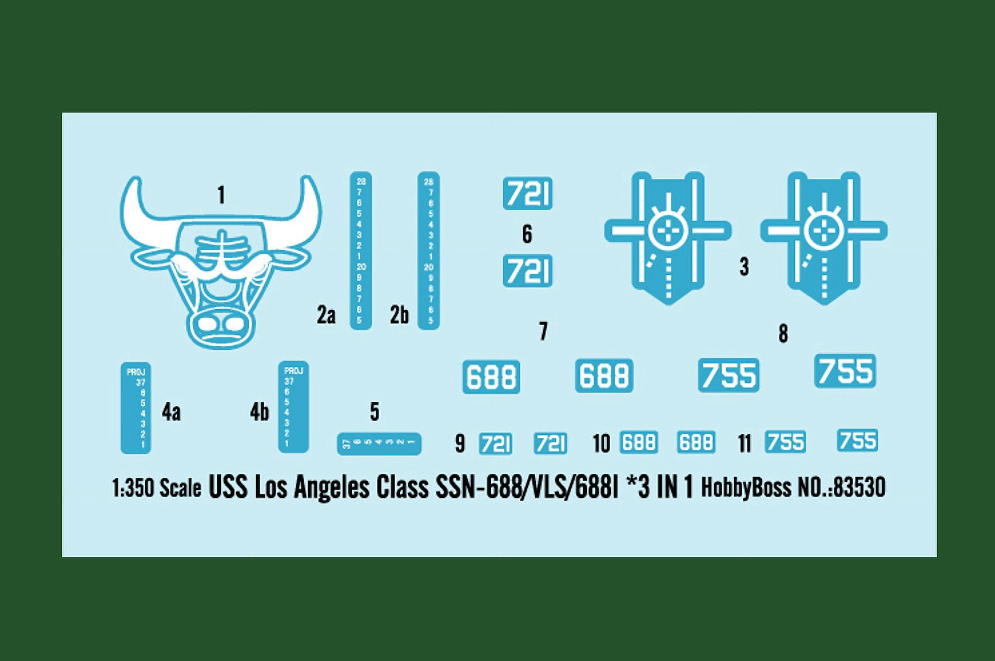 Hobby Boss USS Los Angeles Class SSN-688/VLS/688I 3-in-1 Boat Model Building Kit Multi-Colored