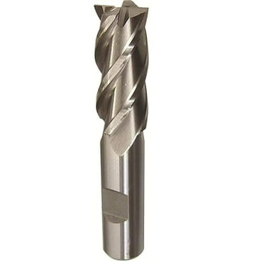 Drill America DWCF Series High-Speed Steel End Mill, Polished Finish, 4 Flute, Square End, 1" Cutting Length, 15/32" Cutting Diameter, 2-11/16" Length, 3/8" Shank (Pack of 1)