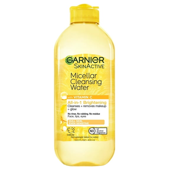 Garnier SkinActive Micellar Cleansing Water All in 1 Vitamin C Makeup Remover, Face Cleanser, 13.5 fl oz