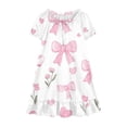 thumbnail image 5 of ITSAME Girls Summer Dresses Bow Print Puff Sleeve Ruffle Hem Loose Casual Homewear Dresses Multicolor Size 8-9, 5 of 9