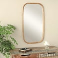 thumbnail image 2 of DecMode 22" x 40" Brown Wall Mirror with Natural Wood Grain and Rounded Edges, 2 of 10