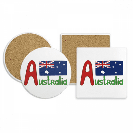 

Australia National Flag Red Blue Pattern Coaster Cup Mug Holder Absorbent Stone Cork Base Set
