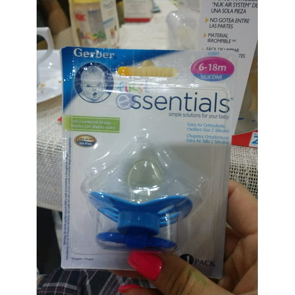 Chupete chupon gerber azul first essential 6-18 meses Ortodontico Chicco first essential