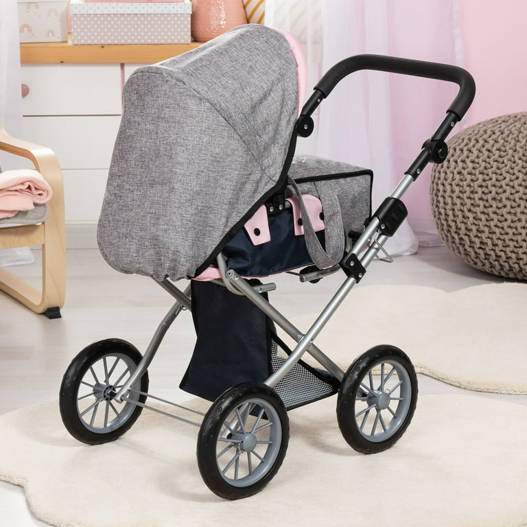 Free Shipping Bayer Design Grey Pink Doll Pram City Star W Handbag Convertible to a Pushchair Adjustable Handle Foldable Integrated Basket Ages 3 Walmart