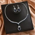 thumbnail image 3 of Sunyuer Wedding Jewelry Set for Bride, Elegant Exquisite Fashion Blue Zircon Water Drop Necklace Earrings Set for Women Party Wedding Accessories, 3 of 6