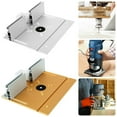 thumbnail image 1 of Router Table Insert Plate Aluminium Wood Router Flip Plate Router Plate Wood Tools Milling Trimming Machine with Rings (Silver  Gold), 1 of 9