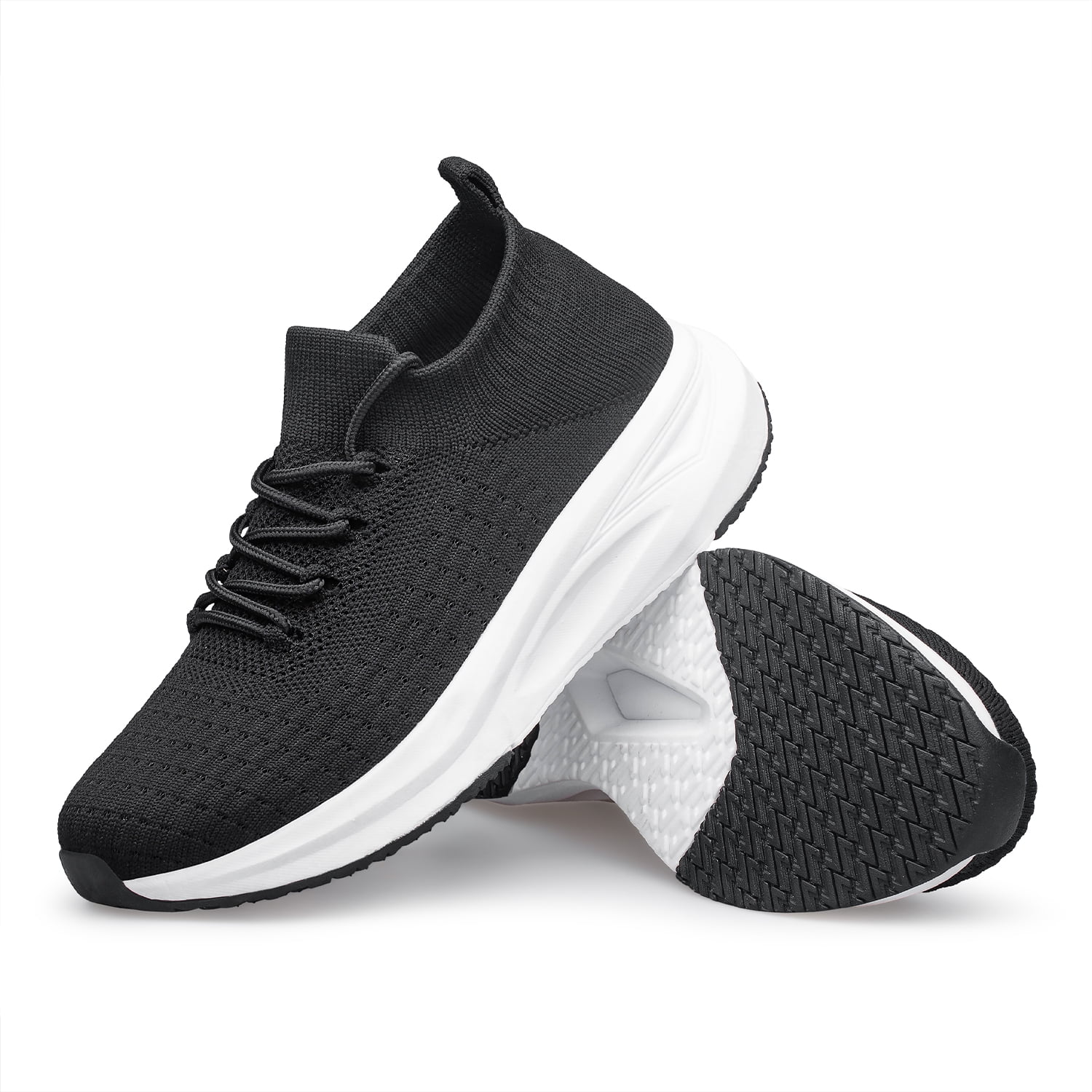 vibdiv Mens Shoes Non Slip Running Walking Shoes Lightweight Breathable Slip on Sock Shoes Workout Gym Shoes Black Size 8