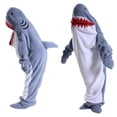 thumbnail image 2 of Zahazoho Shark Blanket Hoodie Onesie for Adults, Ultra Soft Flannel Wearable Sleeping Bag with Kangaroo Pocket & Cozy Hood, M Size, Blue, 2 of 10