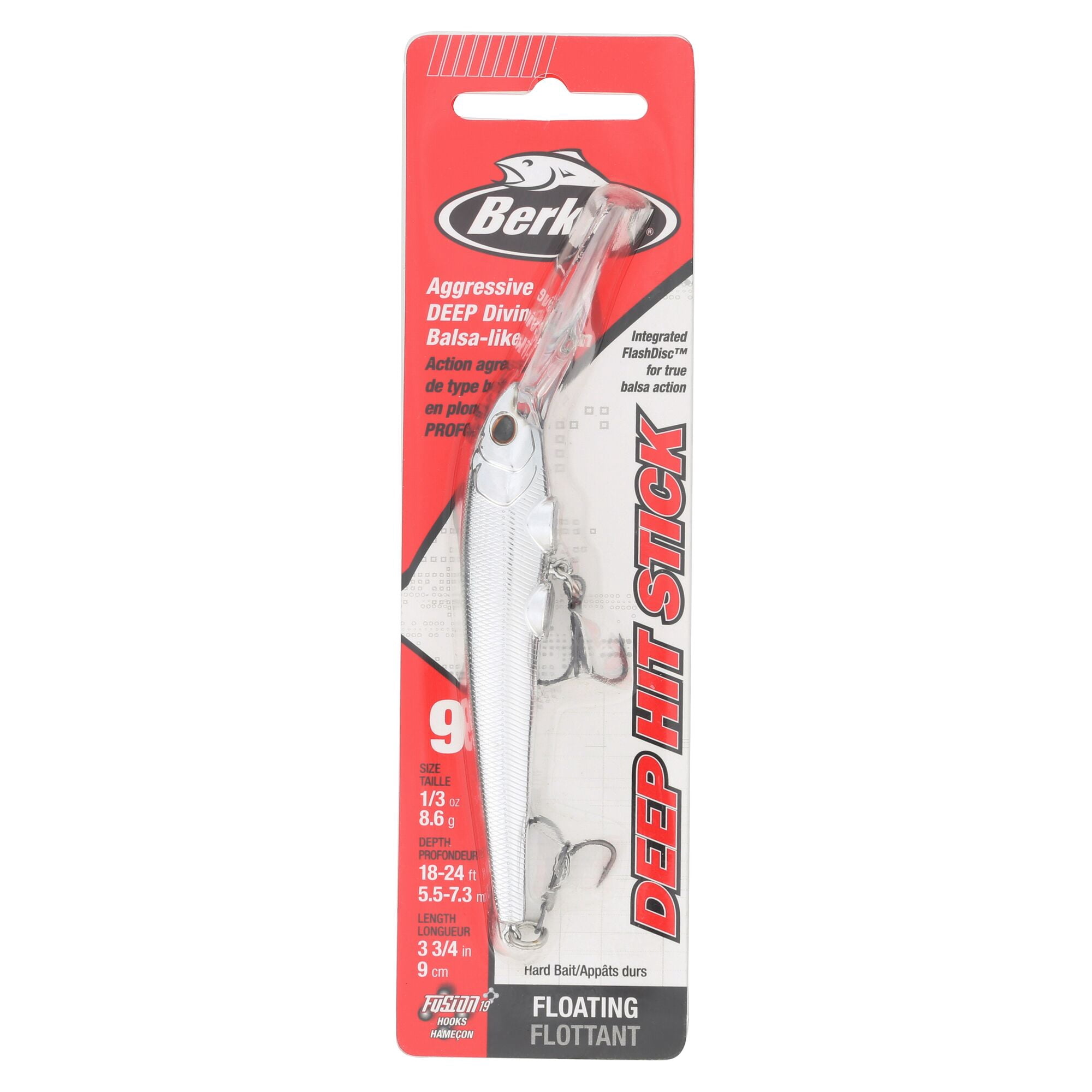 Berkley Deep Hit Stick, 3.75 in, Crankbaits, Chrome (1 Count)