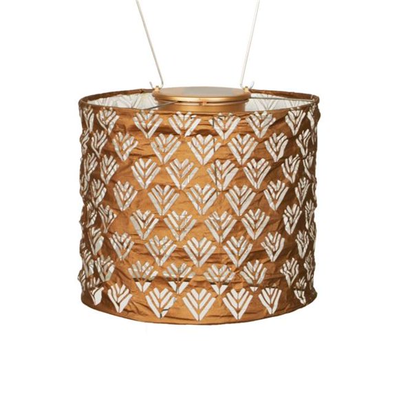 Allsop Home et Jardin Soji Stella Tambour LED Lanterne Solaire Extérieure, Fait Main avec Tissu Résistant aux Intempéries pour Patio Ou Jardin, Couleur (Cuivre)