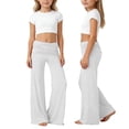 thumbnail image 1 of Pantalones de Cintura Alta de Pierna Ancha para Mujeres Pantalones de Yoga Plegables de Cintura Elástica Pantalones de Pierna Ancha Casuales Y Cómodos para Niños, 1 of 5