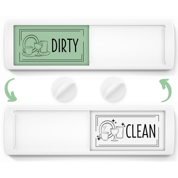Assured Signs Dishwasher Magnet Clean Dirty Sign for Kitchen - White and Green Acrylic - Made with Strong Refrigerator Magnets