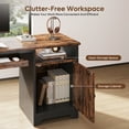 thumbnail image 4 of Bestier 47" Computer Desk Reversible Home Office Desk Executive PC Table with Keyboard Tray and Storage Cabinet, Rustic Brown, 4 of 16
