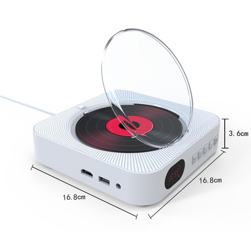 MEGICOT Bluetooth 5.0 Wall Mountable CD/DVD Player with Pull-Switch Dust Cover Built-in Speakers, Portable Music Player with Remote Control, Support FM Radio CD/DVD/MP3/USB/AUX Input Output