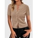 thumbnail image 5 of Suéter PRETTYGARDEN 2025 con botones, top corto color caqui, talla M, 5 of 6