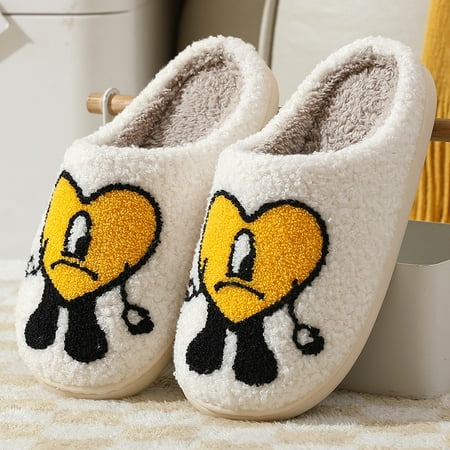 

Bad Cute Bunny Slippers for Women Keep Warm Couples Slides Home Slippers Soft Scuff Slip on Anti-Skid Sole Slipper
