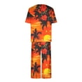 thumbnail image 6 of Haivin Women's Printed Casual Pajama Set, Round Neck Short Sleeve Top with Capri Pants, for Sleep and Home Loungewear, 6 of 7