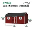 thumbnail image 3 of Little Cottage Co. 12x20 Value Gambrel Workshop Barn with 6 ft. Sidewalls and Floor, Outdoor Wood Storage Shed Do-It-Yourself Precut Kit, 3 of 13