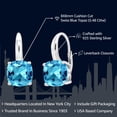 thumbnail image 3 of Gem Stone King 925 Sterling Silver Swiss Blue Topaz Earrings for Women (5.48 Cttw, Gemstone Birthstone Cushion Cut 8MM), 3 of 6