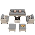thumbnail image 6 of XIZZI Outdoor Patio Furniture Sets, 8 Pieces Outdoor Sectional wicker patio furniture with Coffee Table and Ottomans, All-Weather Waterproof Outdoor Conversation set for Garden Porch, Dark Gray, 6 of 8