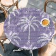 thumbnail image 4 of Purple Palm Tree Round Tablecloth 55-60 Inch Round Fitted Table Cloth with Elastic Edge, Summer Botanical Tropical Tree Waterproof Table Cover Protector for Outdoor Picnic Party Dining, 4 of 9