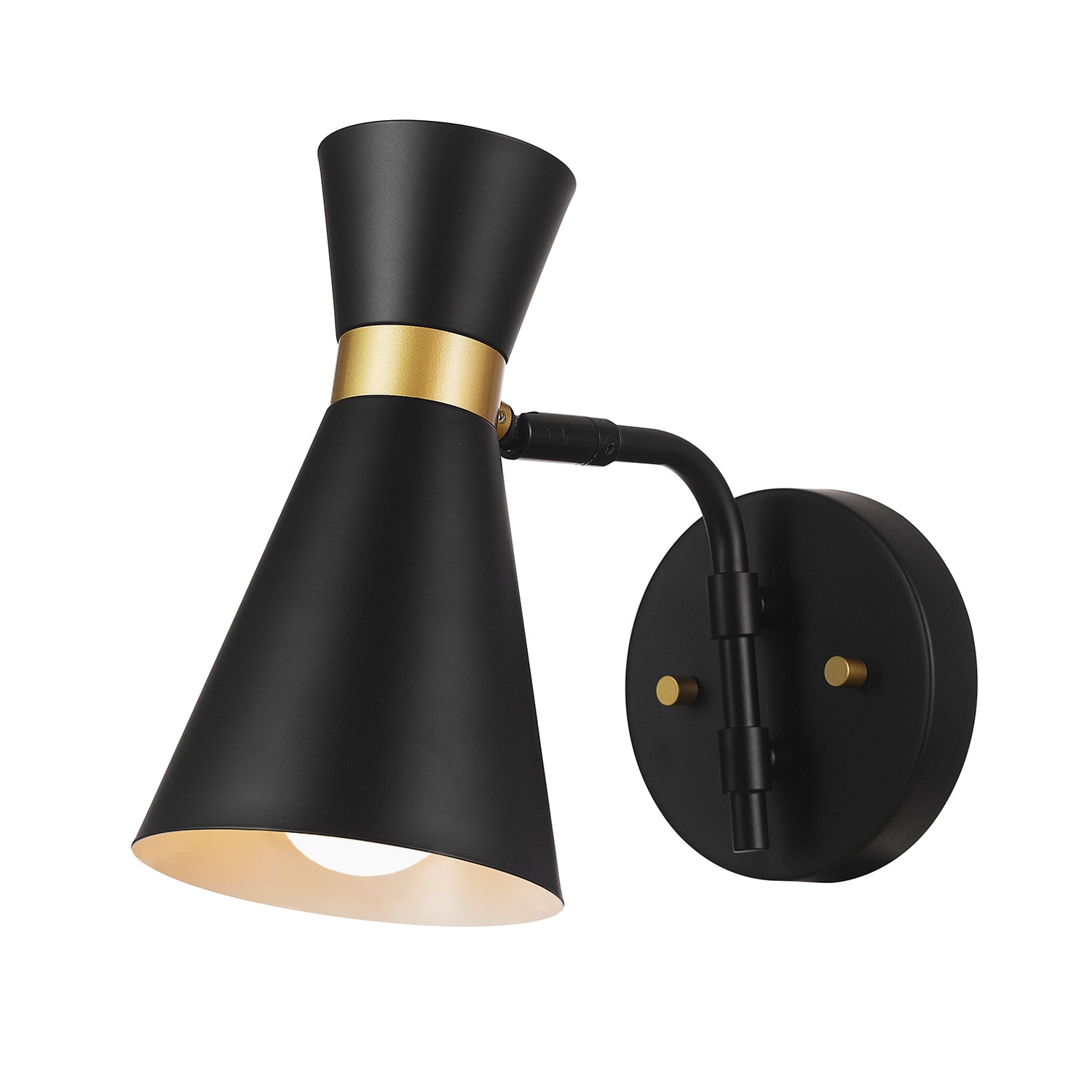 Better Homes & Gardens Indoor 1-Light Wall Sconce, Matte Black, Burnished Brass Accents, LED Bulb